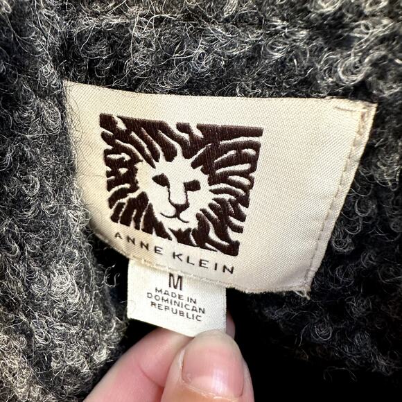 Anne Klein Wool Hooded Coat Womens M Winter Overcoat Warm Cozy Minimalist Office - Picture 8 of 13